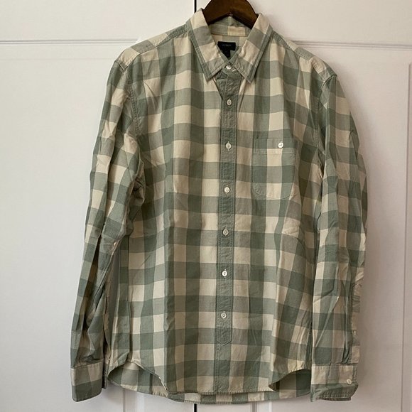 J. Crew Other - Men's J. Crew Button Down Shirt - Green and Off White Gingham Plaid - Size Large